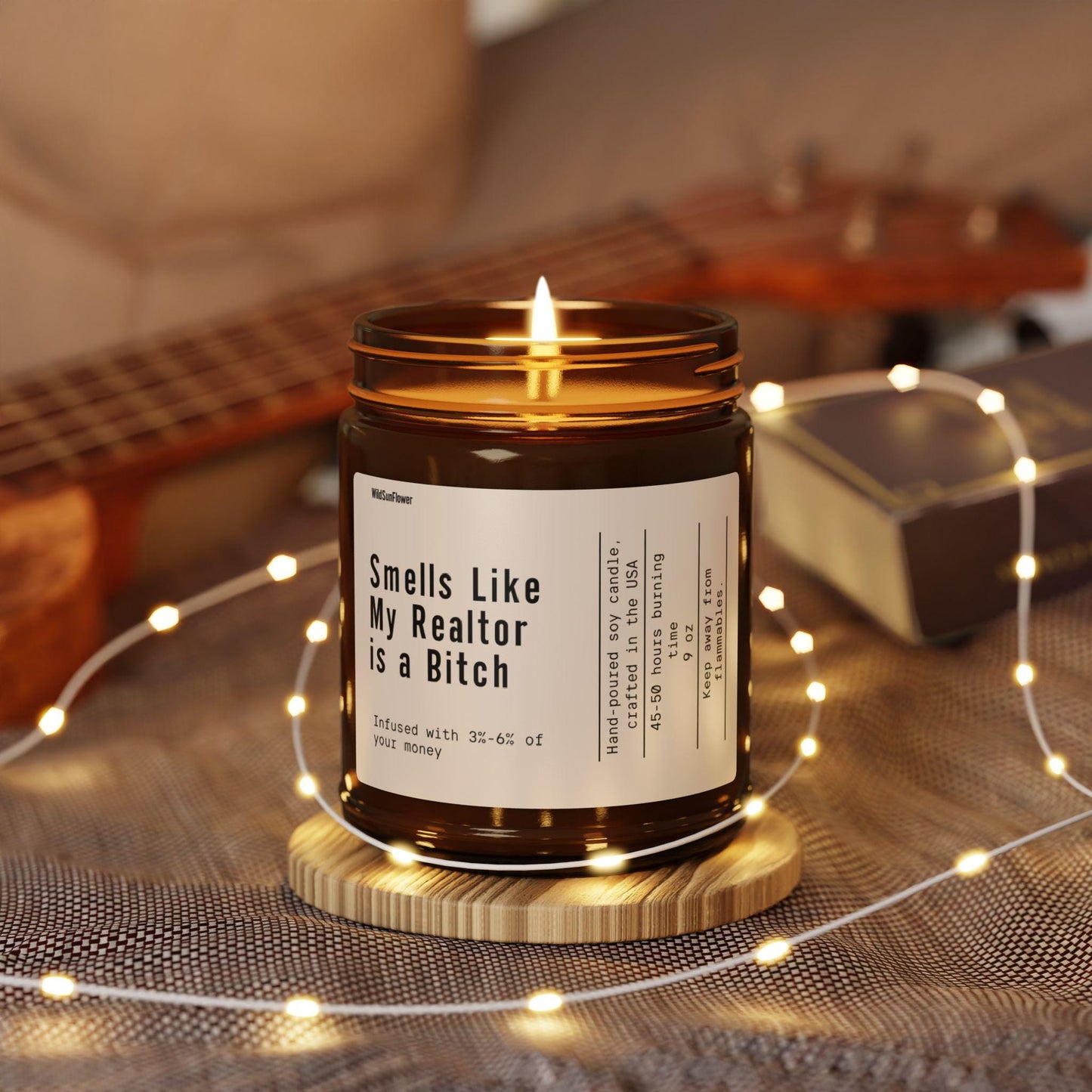 Humorous Scented Soy Candle, Funny Gift for Realtors, Home Décor, Unique Housewarming, Candle Lovers Gift, Amber Jar